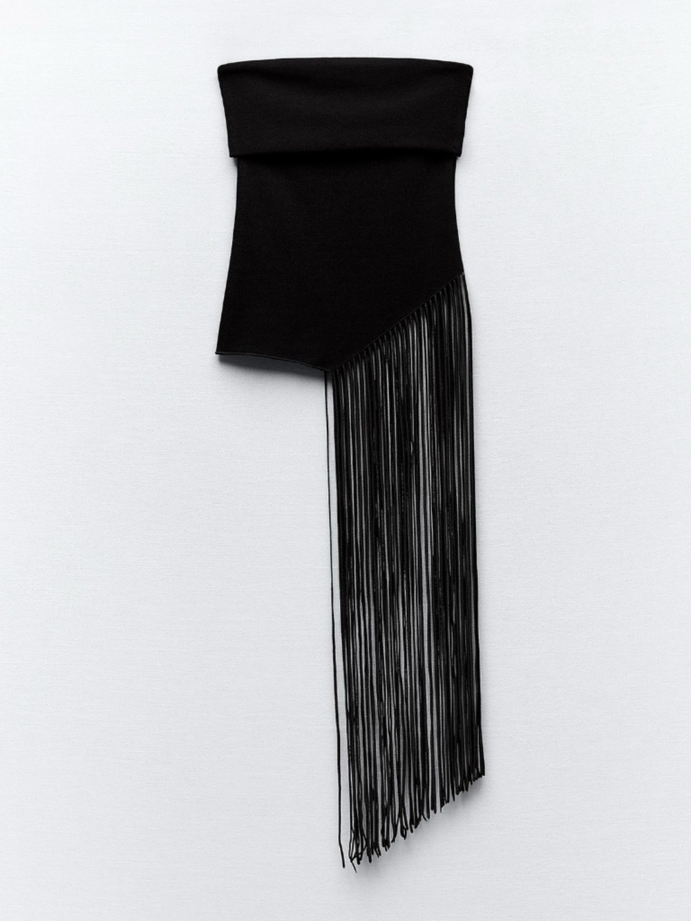 Zara black fringe tube top